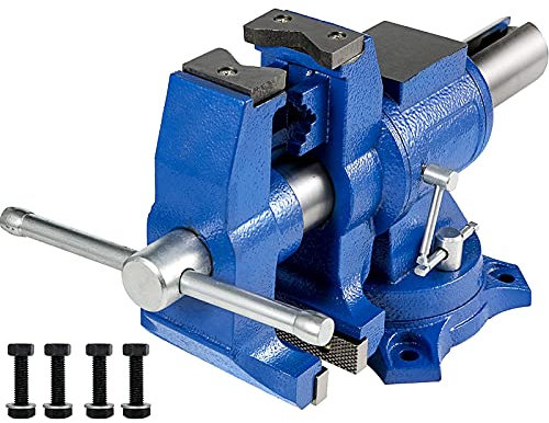 VEVOR Multifuncional Banco de Cabeza Giratoria de 360° 30KN Fuerza de agarre 3000KG para Procesamiento de Máquina y de Vicio de 6 Pulgadas con Base y Herramienta Tornillo de Banco, Industrial