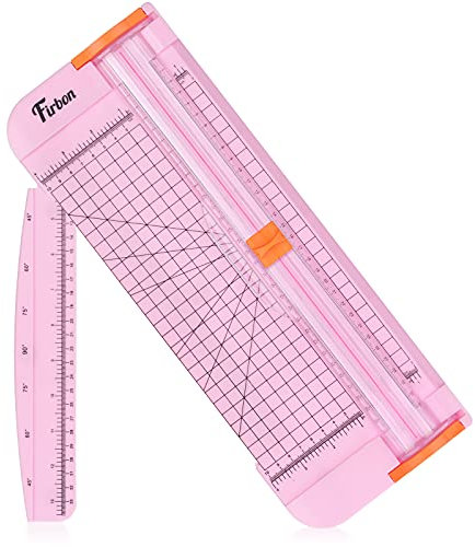 Firbon A4 Paper Cutter 12 Inch Titanium Paper Trimmer Scrapbooking Tool with Automatic Security Safeguard and Side Ruler for Craft, Coupon, Label and Cardstock (Pink)