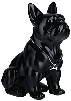 SHENGTIAN Statua Bulldog Francese - Scultura Moderna in Resina Con Collana Argentata, Statuetta Decorativa Per Soggiorno, Ufficio, Camera Da Letto E Corridoio