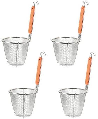 Angoily Noodle Strainer with Handle Mesh Strainer Basket for Pasta Pasta Basket for Cooking and Draining Set of 4 Kitchen Cookware
