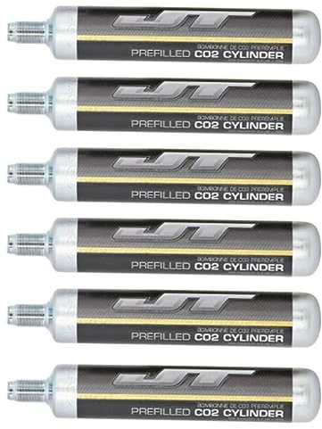 JT Paintball 90G Prefilled CO2 Cylinders - 6 Pack - Easy-to-Use, Long-Lasting Power for Paintball Markers, Airguns, and Airbows