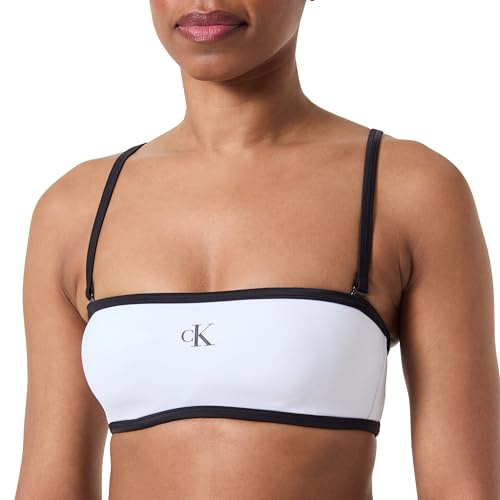 Calvin Klein Top Bikini Tipo Bandeau Mujer Bandeau Retro, Blanco (Pvh Classic White), L