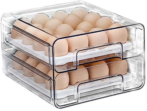 Schubladen Eierhalter Kühlschrank, Transparente Kühlschrank Boxen Stapelbar, 32 Eier Aufbewahrung für Küche Kühlschrank, Ordnungsboxen Durchsichtig für Speisekammer