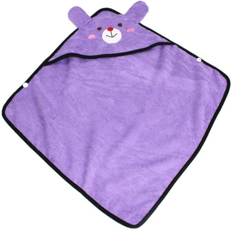 Qcwwy Asciugamano in Microfibra per Accappatoio per Animali Domestici, Morbido e Assorbente, Ad Asciugatura Rapida, per Cani di Piccola Taglia, Gatti e Cuccioli con Cappuccio (Purple)