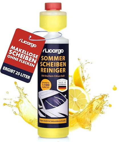 LICARGO Scheibenwischwasser Konzentrat (ergibt 25L) - 1:100 Sommerscheibenreiniger Konzentrat (250 ml) - Scheibenreiniger Auto, Wischwasser Auto Sommer, Scheibenklar Sommer, Scheibenwaschkonzentrat
