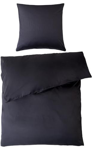 Home4You Mako-Satin-Bettwäsche - Anthrazit - 155 x 220 cm - mit Reißverschluss