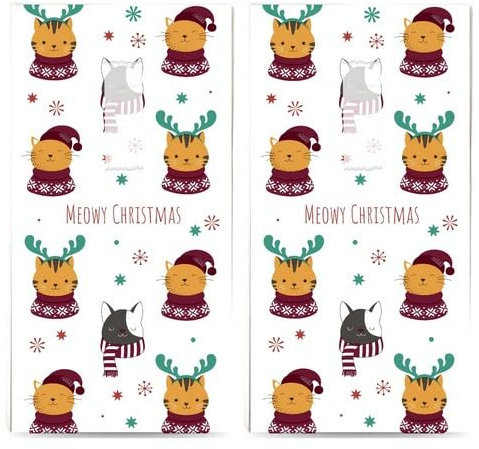20 einzelne Taschentücher Weihnachten Weihnachten miau. 2 Packungen mit 10 einzelnen Papiertaschentücher bedruckt als Geschenk.