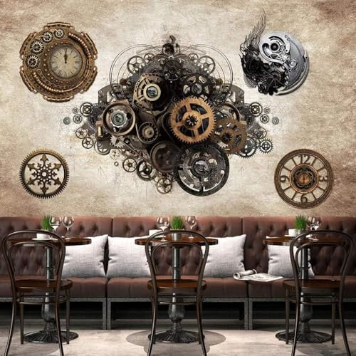 Tzxztt Engranajes De Máquinas Antiguas Papel Pintado Moderno 3d Seda En Relieve Tonos Neutros Material Ideal Para SalóN Dormitorio-250cm×170cm