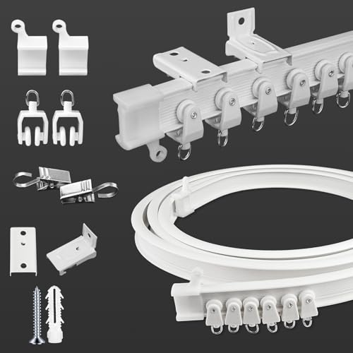 9.8FT Flexible Bendable Ceiling Curtain Track,Curved Slide Rail Curtains for Track System as Room Divider,Hospital Wall Mounted Curtain Track Ceiling Mount,RV Shower Track for Curtains,(3m)
