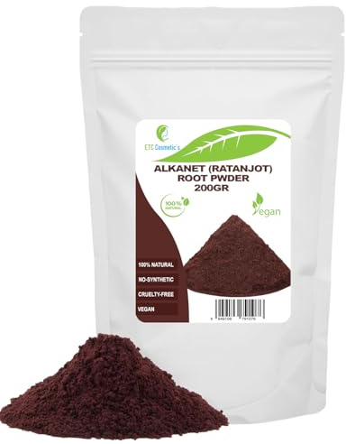 Poudre de racine d'Alkanet | Racine de Ratanjot - 200 gr - Masque capillaire, Grisonnement prématuré des cheveux, pellicules et peut favoriser la pousse des cheveux, teinture au savon naturel.