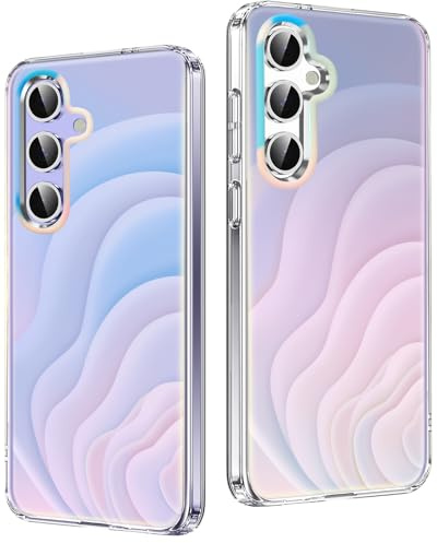 Layeri for Samsung Galaxy A54 Case Holographic Wave Iridescent Cover Shockproof Anti-Scratch Cute and Unique for Girls and Women Transparent Bumper Protective Case for Samsung A54 Phone Cases Cover