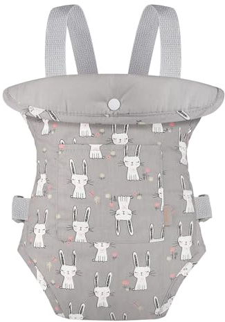 GAGAKU Baby Doll Carrier, Reborn Baby Doll Accessories, Toys Doll Baby Carrier for Little Girls, Grey – Rabbit