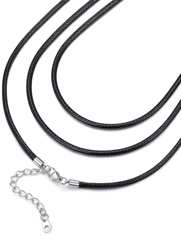 FaithHeart Halsband för män halsband bredd 1,5/2/3 mm fast läderrep hänge tillbehör vattentät svettbeständig