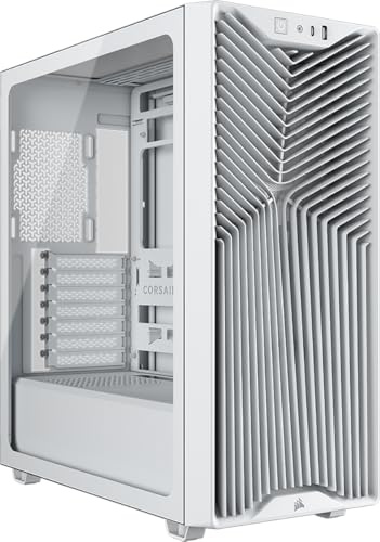 CORSAIR 3200D RS Mid Tower PC-Chassi – 3x RS120 PWM Fläktar Ingår – Vit | Högt Luftflöde, Stöd för 360 mm Radiator, USB-C, Inbyggd Stabiliseringsarm för GPU, Härdat Glas, GPU Anti-Sag