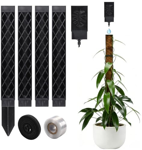 Bastone per Piante Rampicanti, ZMCVOE 4 x 25 cm Sostegno per Piante Rampicanti, Supporto Monstera, Tutore per Piante da Appartamento (Nero)