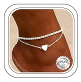 Milacolato Bracelets Cheville Femme en Argent Sterlilng 925 Réglable Chaine | Délicats Double Couche Bracelets de Cheville Papillon Octagramme Cœur Cercle Pied Bijoux de Plage pour Femme Or Argent