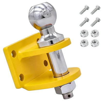 Gancio Traino,Barra Di Traino Diritta a Gambo Lungo,Adatta a Tutti i Modelli Di Veicoli,Trattore,Testa Sferica Da 70,8 Mm,4 Fori Per Viti(Giallo)