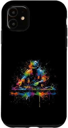 Carcasa para iPhone 11 DJ Rave EDM Music Festival DJ y Tocadiscos Pintura Splash Art