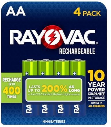 Rayovac Rechargeable AA Batteries, Rechargeable Double A Batteries (4 Count)