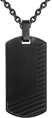 True Rebels Herren-Ankerkette Edelstahl schwarz 50 cm - Halskette Dogtag Edelstahlhalskette mit Anhänger Männerschmuck Kette, schwarz