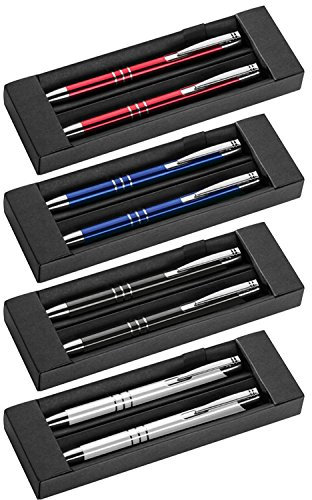 4x Metall Schreibset / Kugelschreiber + Druckbleistift / 4 Farben