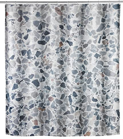 WENKO Duschvorhang Terrazzo, Textil-Vorhang fürs Badezimmer, mit Ringen zur Befestigung an der Duschstange, waschbar, wasserabweisend, 180 x 200 cm
