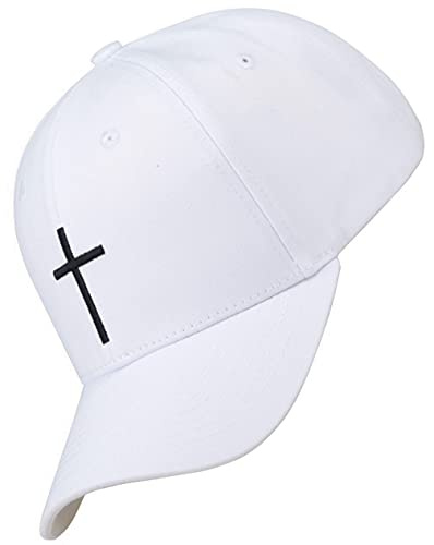 Bexxwell Baseball Cap weiß mit Kreuz-Stickerei (optimale Passform, Kappe, White, Baseballcap, Cross, Basecap,Unisex)