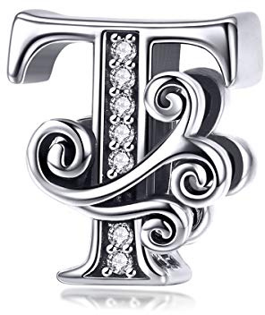 Lorrifal Solid 925 Sterling Silber Brief Initial T Charm Europäische Armband Halskette Frauen Mädchen Schmuck Geschenk
