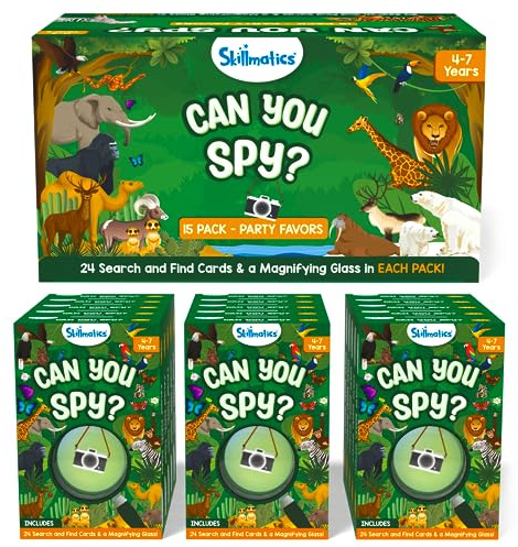 Skillmatics Party Favors (Pack of 15) - Can You Spy Animals Card Set, Search & Find Game for Kids, Goodie Bag Toy & Educational Gift for Girls & Boys Ages 4, 5, 6, 7