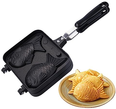 MAIDONG Taiyaki - Máquina para hacer gofres de pescado japoneses, forma de pescado, antiadherente, para cocinar en casa para natillas, mantequilla de maní y queso crema