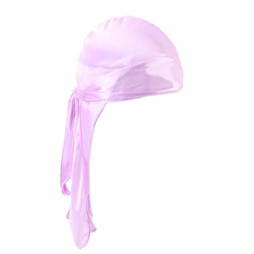 SHTGOI Pañuelo de seda Durag con larga cola ancha correas piratas suave y transpirable pañuelo de seda 360 grados envoltura de cabeza unisex para hombres mujeres equitación, hip hop, decoración