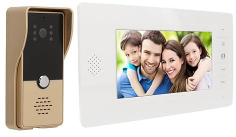 C¨¢Mara de Seguridad con Timbre Visual de 7 Pulgadas, Intercomunicaci¨®n con Monitor de Video, Visi¨®n Nocturna, de Videoportero con Cable
