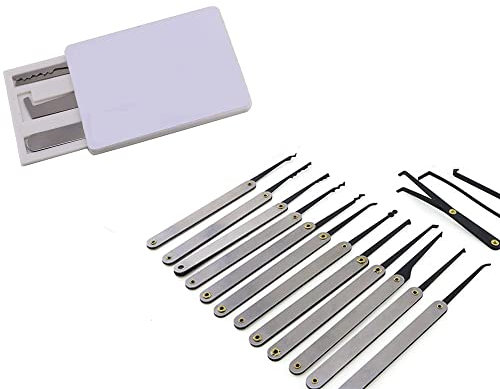 QiDAi Kit de crochetage de serrure pour débutant avec 15 crochets de crochetage de serrure avec 5 mini outils de poche, combinaison d'outils d'entraînement de serrurier classique