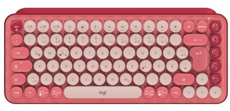 Logitech POP Keys Mechanische kabellose Tastatur mit anpassbaren Emoji-Tasten, Kompaktes Design, Bluetooth- oder USB-Verbindung, OS-kompatibel, Deutsch QWERTZ-Layout - rosa [Bulk]