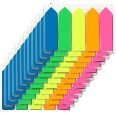 6000 Pcs Arrow Sticky Tabs, Index Tabs,Book Tabs,Notes Tabs, Annotation Tabs,Highlighting Information Colored Page Markers Labels for Reading Notes, Notebook, Books, Classify Files,Pack of 48 Pads
