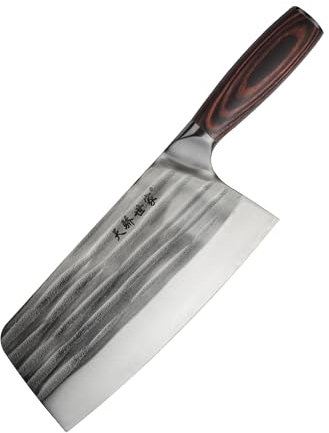 TJ POP Hackmesser Chinesisches Kochmesser Professionelles 18.8cm, Scharfer Fleischerbeil, 50CR15 Stahlklingestärke 2.5 mm, TJ SEGA Serie TC19080 für Küche und Restaurant