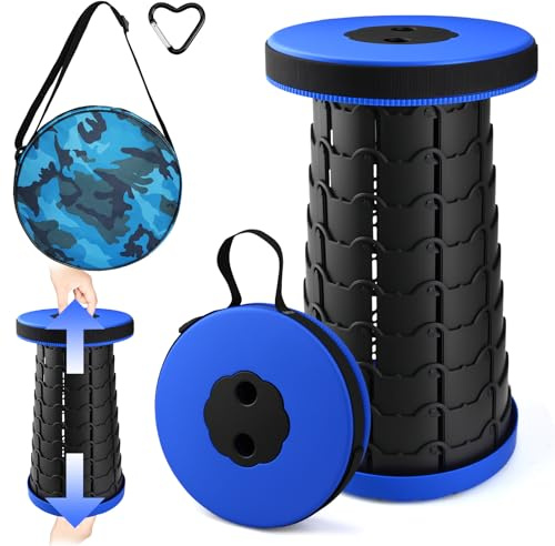 WUSUPU Taburete Plegable Portátil, Taburete Plegable Telescópico, Altura Ajustable, Ligero, para Actividades al Aire Libre como Viajes, Pesca, Senderismo y Camping