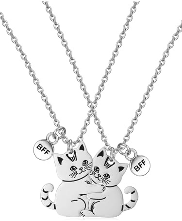 Jovivi Friendship Bff Necklace for 2 Girls Best Friend Necklaces Cute Cat Jewellery for Women Funny Best Friend Birthday Christmas Graduation Gifts for Friends Female