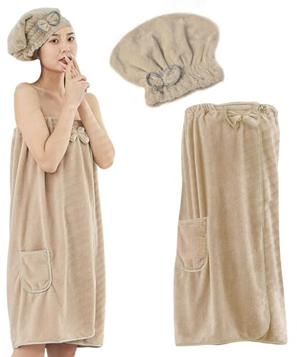 Rbleote Toallas BañO Sauna Bata de BañO Mujer Toallas Ducha,Toalla Envolvente Toalla de BañO Multifuncional para Mujer Color Camel Claro Ideal para Saunas y Spas Calor del OtoñO y el Invierno