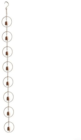 Besttoolifes Catena funzionale per pluviali da esterno, catena decorativa in metallo con finitura in rame con campana a vento per giochi d'acqua da giardino e deviazione dell'acqua piovana (campana)