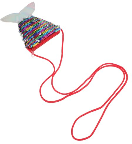 CALLARON Monedero de Sirena con Diseño de Aleta de Sirena Lentejuelas y Purpurina, Bolso Bandolera Cruzado de Poliéster Compacto y Portátil para Fiestas Infantiles