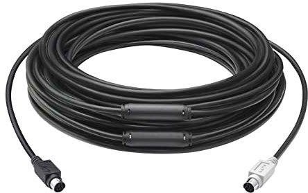 Logitech Group, Cable de Extensión de 15m para el Sistema de Webcam para Videoconferencia Group, Mini-DIN-6, Portátil/PC/Mac, Color Negro