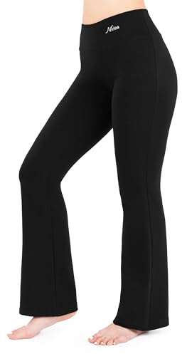 NIRLON Pantalones de Yoga con Corte de Bota, Cintura Alta, Leggings de Entrenamiento para Mujer Talla Grande - Negro - XXXL