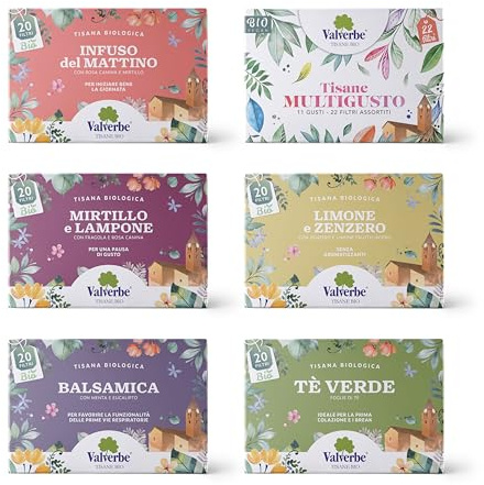 Valverbe Mix 6 tisane assortite biologiche - 170 g