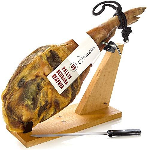 Jambon Serrano Espagnol (Épaule) Réserve Duroc + Support à Jambon + Couteau 4.5-5 Kg - Jamón Serrano