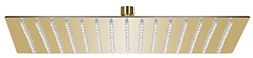 vidaXL Regenbrause Anti-Kalk-Düsen Brausekopf Duschkopf Kopfbrause Regendusche Duschbrause Wand Decke Edelstahl 40x40cm Quadrat Golden