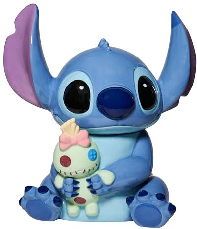 Enesco Disney Lilo and Stitch Shaped Ceramic Jar with Doll, 11-inch, Multi-Colour
