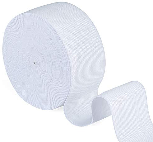 Agoer Gummiband Weiß 50mm Breit - 10 Meter (11 Yards) Gummilitze Elastisches zum Nähen, Elastic Band für Haushalt DIY Handwerk (Weiß)