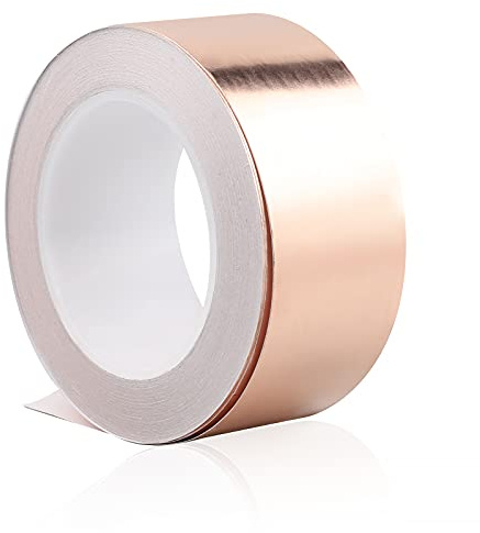 CPROSP koppartejp 20 m x 70 mm, kopparband mot sniglar 0,05 mm tjock, avskärmningstejp kopparfolie, EMI Kapton Tape värmebeständig