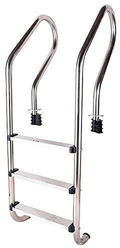 AWJ Corrimano per Piscina, Scala per Piscina incorporata in Acciaio Inossidabile 316 con Protezione Antiscivolo, per Piscina interrata di profondità 0,9-1,2 m/Argento / 1,5 mm (Argento 1,5 mm)